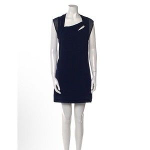 The Kooples Square Neckline Navy Blue Mini Sleeveless Dress